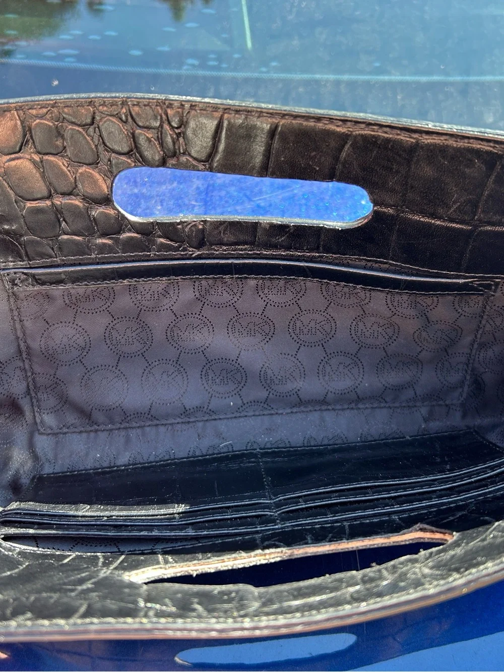 🖤 MICHAEL KORS Black Croc-Embossed Leather Clutch 🖤